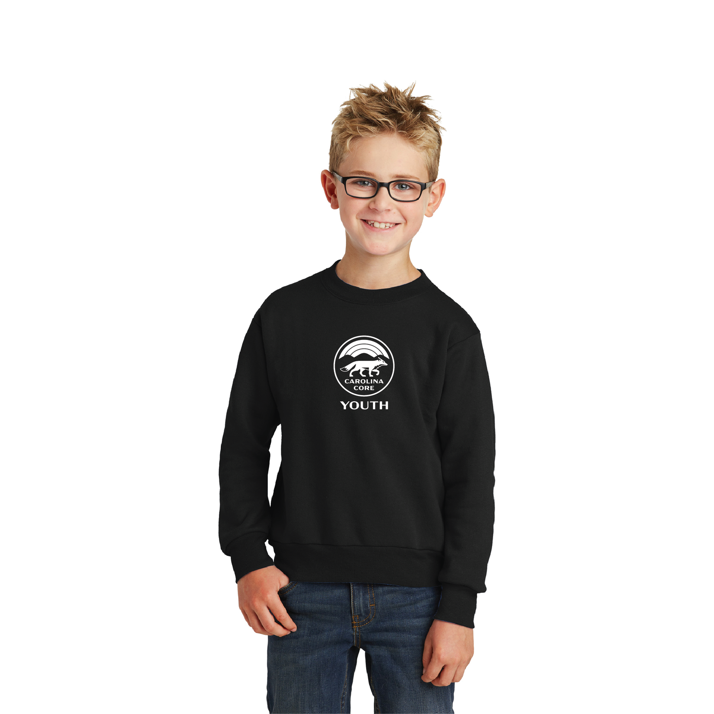 Youth Black Unisex Crewneck Sweatshirt